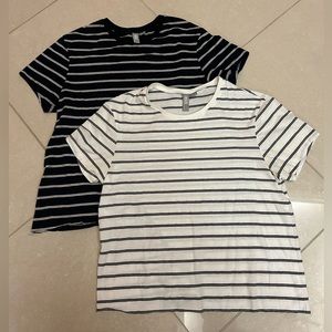 (4) Bundle Set of 2 ASOS Striped Crop Top Short Sleeve Tee's, Navy/White…